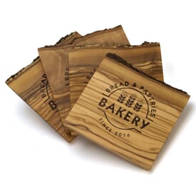 Natural Olive Wood Coaster Set