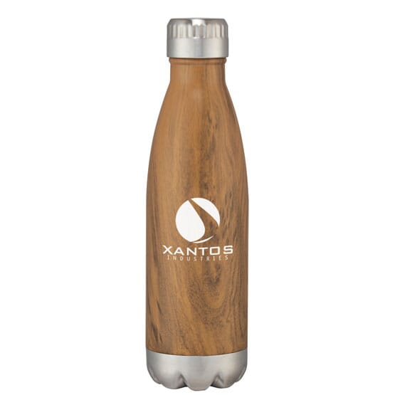 16 oz Vigo Woodgrain Stainless Insulated Bottle