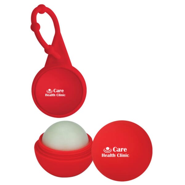 Lip Balm Rubber Ball With Silicone Carabiner