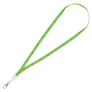 Green lanyard with silver clip and white logos