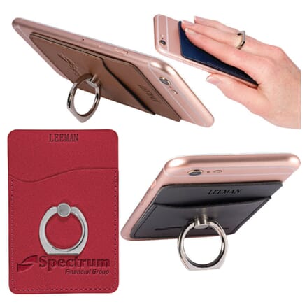 Ring holder on phone pocket