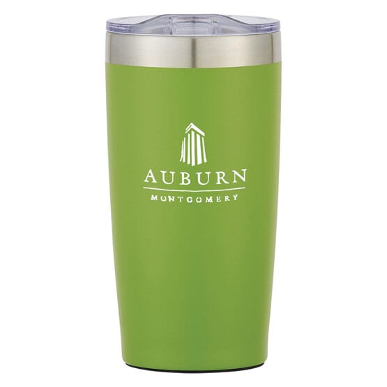 white textured tumbler with logo