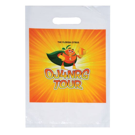 9" x 13" Full Color Plastic Bags with Die-Cut Handles