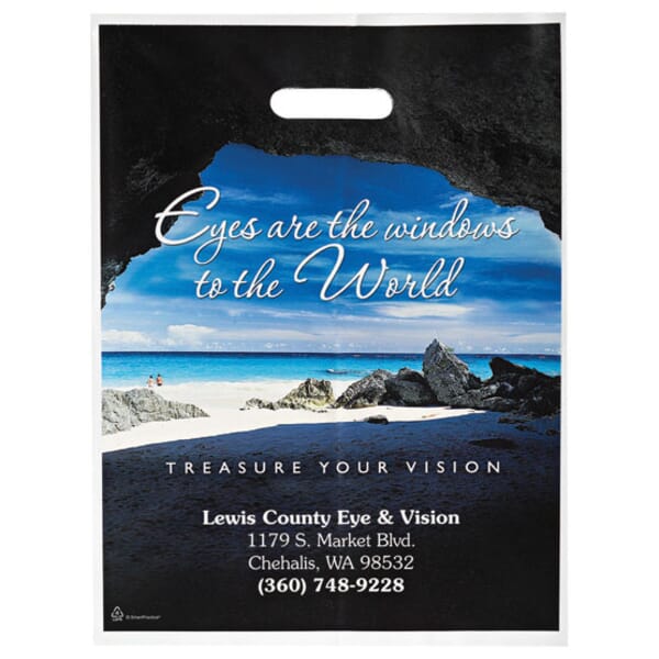 12" x 16" Full Color Plastic Bags with Die-Cut Handles