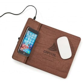 Wireless Woodgrain Charger&#47;Mouse Pad