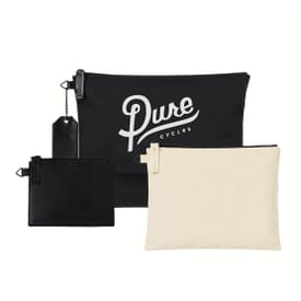3-Piece Zippered Cotton Pouch Set