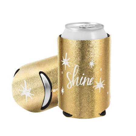 gold glitter can cooler with logo