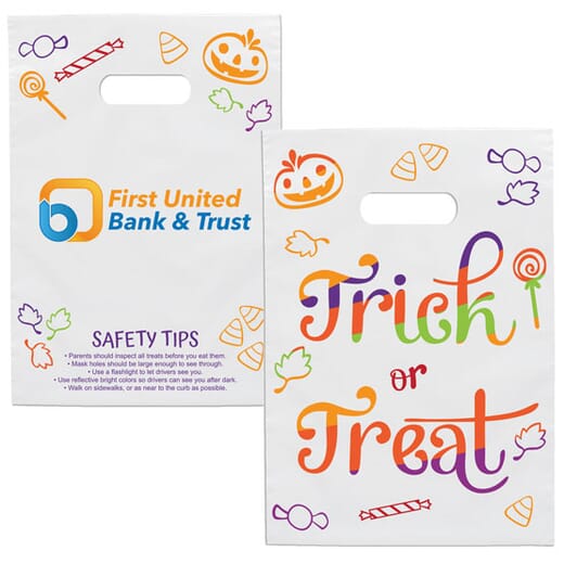 Full Color White Plastic Halloween Treat Bag