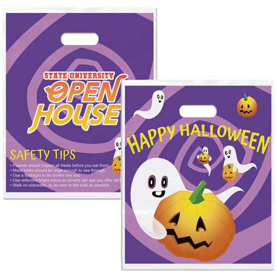 Full Color Purple Plastic Halloween Treat Bag - Promotional Giveaway ...