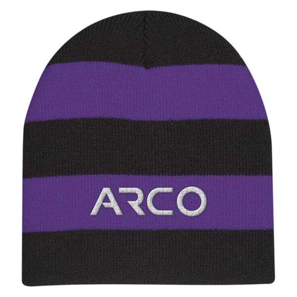Bold Striped Rugby Knit Beanie