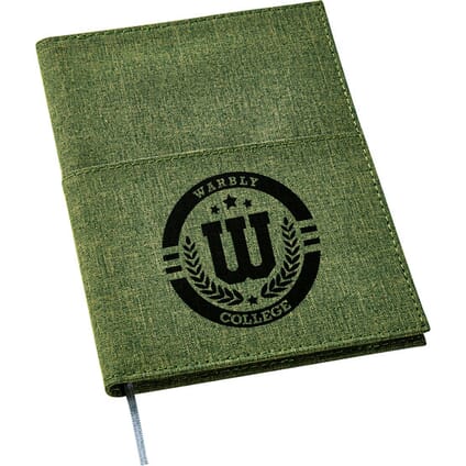 Green polycanvas notebook with black logo