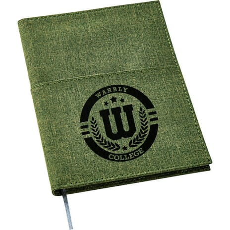 Green polycanvas notebook with black logo