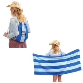 Drawstring Microfiber Beach Blanket