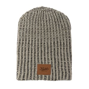Knit bean with custom leather patch