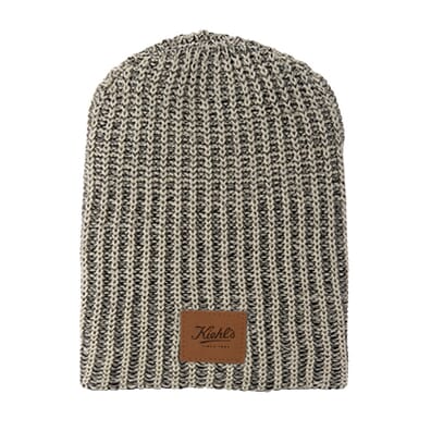 Knit bean with custom leather patch