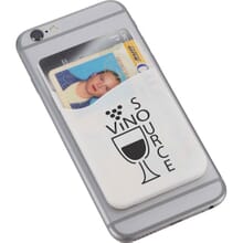 White phone pocket holding cards