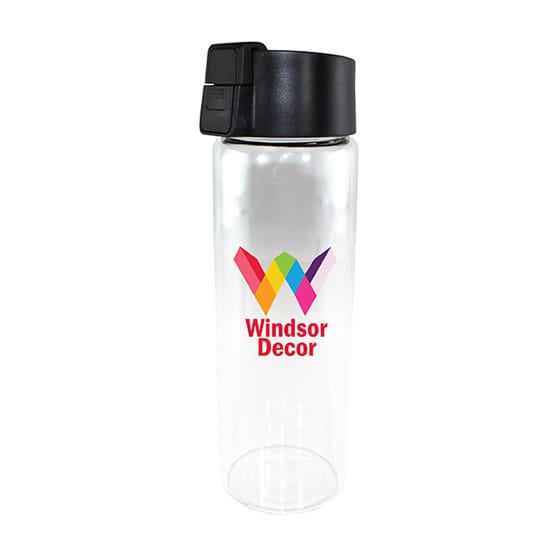 20 oz Durable Clear Glass Bottle with Flip Top Lid