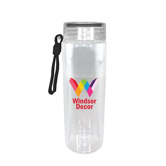 Promotional 20 oz Durable Clear Glass Bottle with Screw on Lid