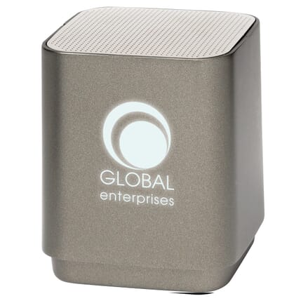 Graphite Bluetooth speaker with illuminated logo