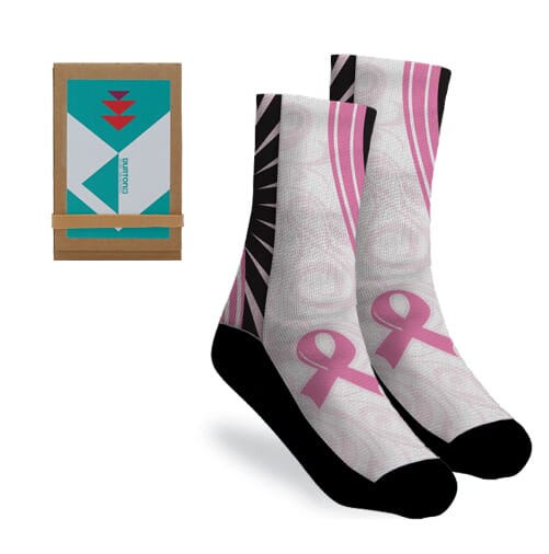 custom socks with pink ribbon