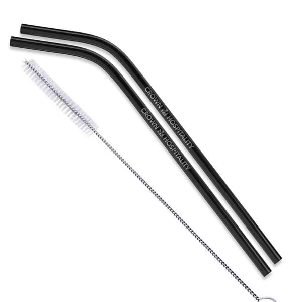 Bent Reusable Stainless Steel Drinking Straws – 2 Pack