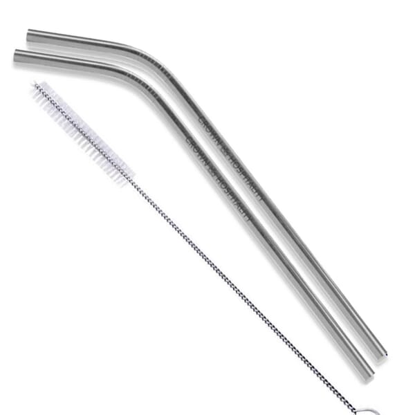 Bent Reusable Stainless Steel Drinking Straws – 2 Pack