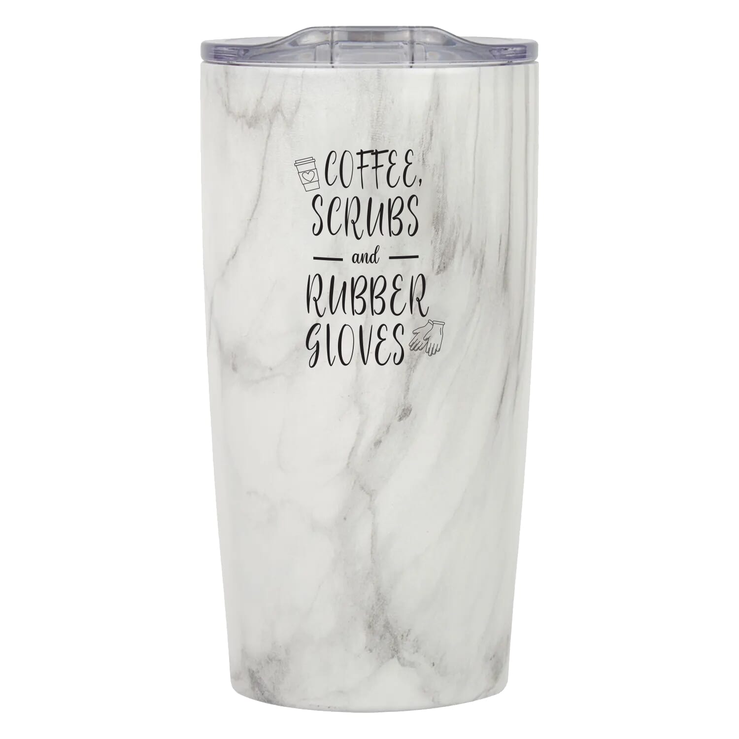 20 oz Marble Himalayan Nurse Tumbler – Coffee, Scrubs & Rubber Gloves