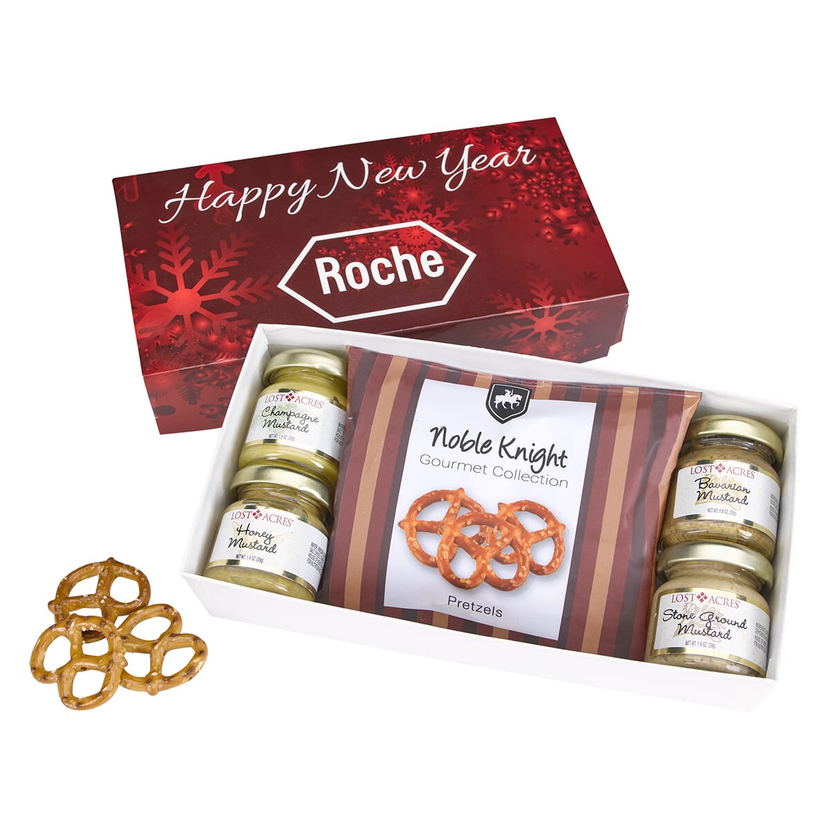 Gourmet Mustard Set With Pretzels In Gift Box