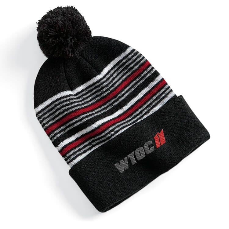 12" Striped Pom-Pom Knit Cap