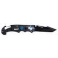 knife open with flashlight on