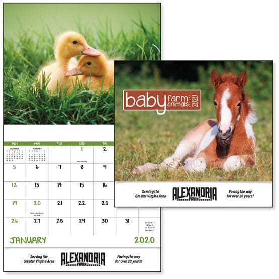 2025 Baby Farm Animals Stapled Calendar Promotional Giveaway