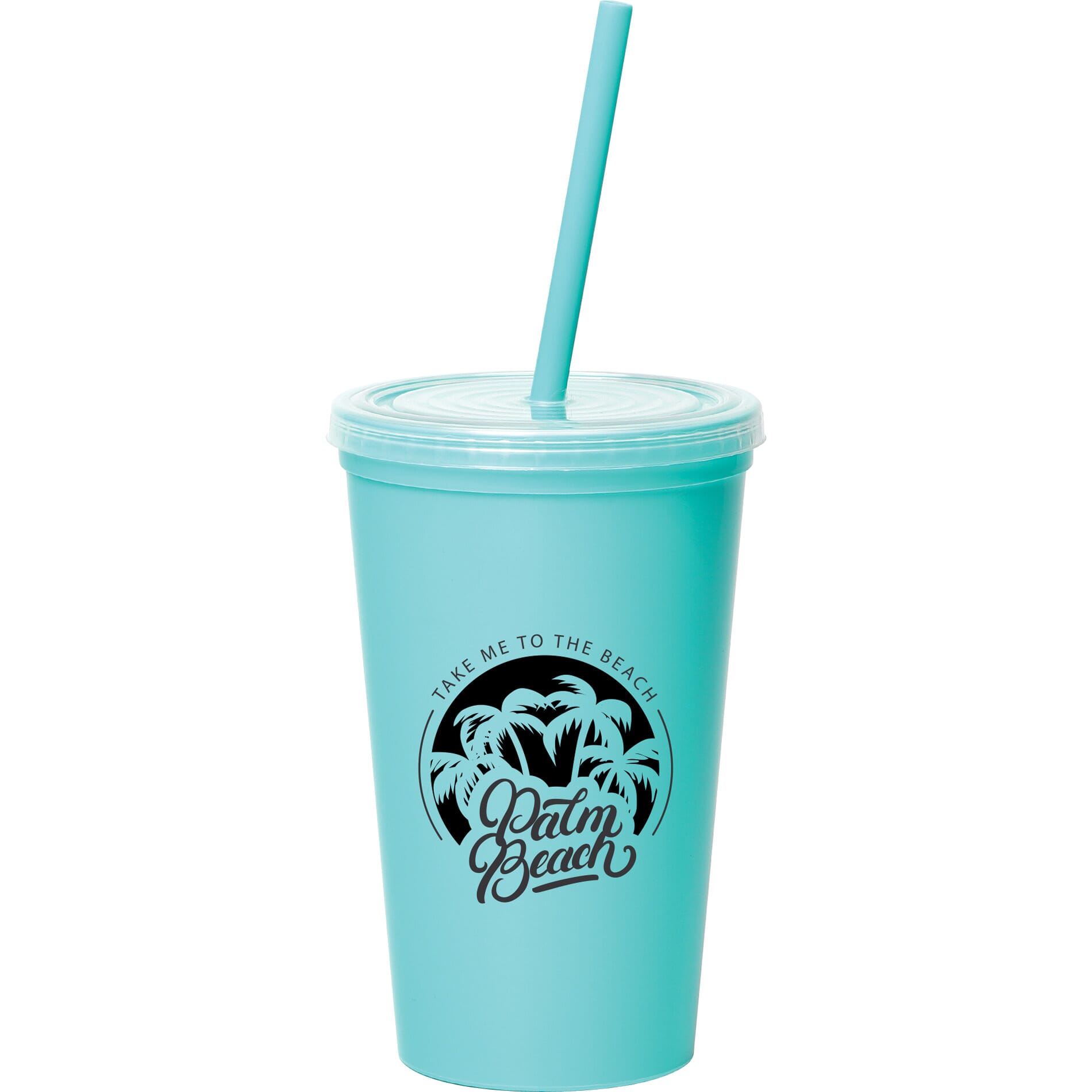 16 oz Miami Double-Wall Tumbler w/Straw