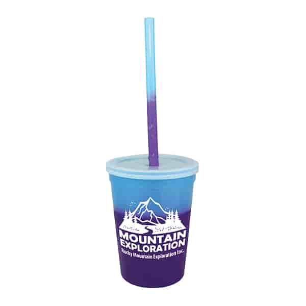 12 oz Chameleon Stadium Cup with Lid and Straw
