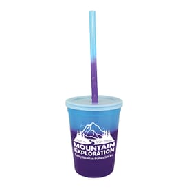 12 oz Chameleon Color Changing Stadium Cup Straw/Lid Set