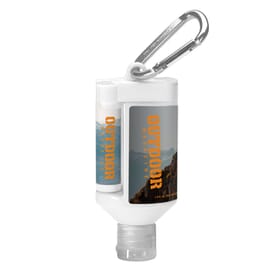 1.9 oz Duo Bottle SPF 30 Sunscreen + SPF 15 Lip Balm in Black Tube + Carabiner