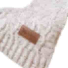 Vanilla Cookie Heather Cable Knit Chenille Blanket