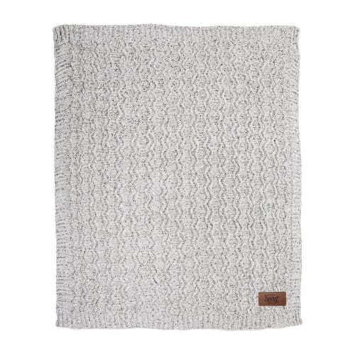 Vanilla Cookie Heather Cable Knit Chenille Blanket