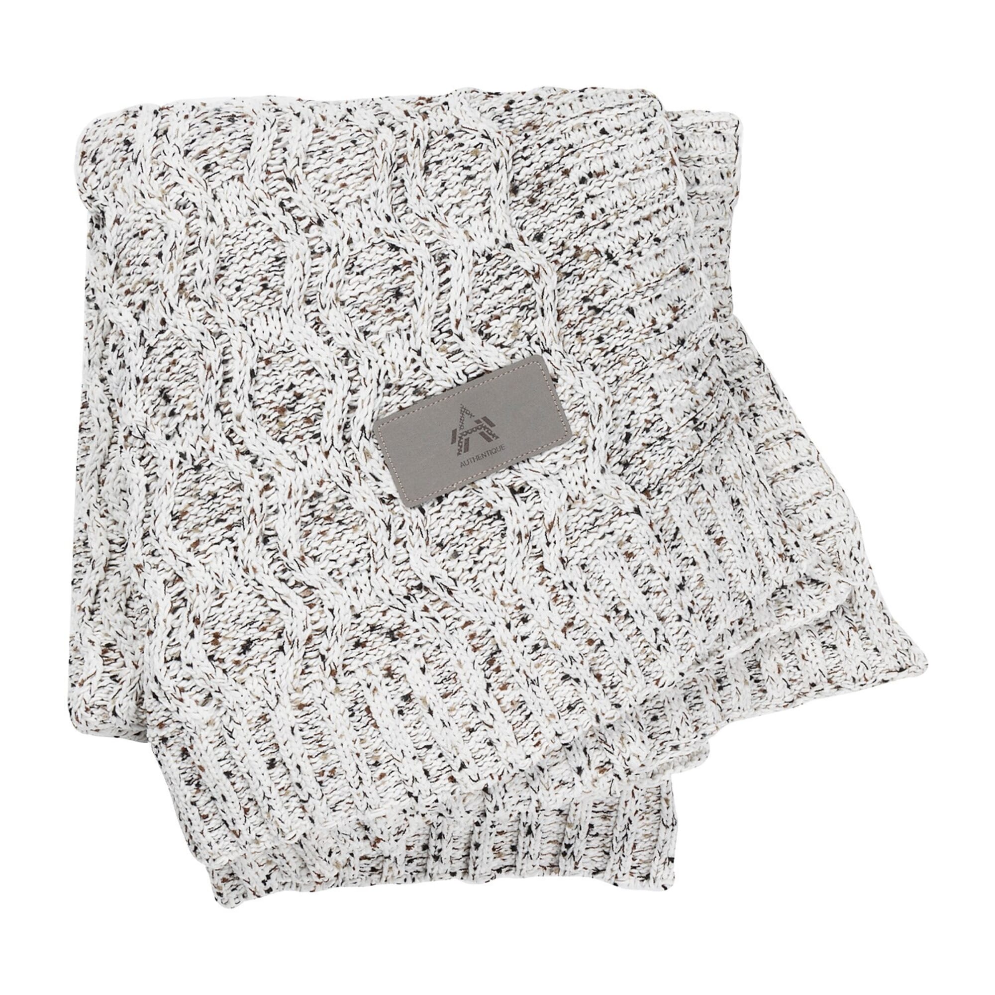 21. Vanilla Cookie Heather Cable Knit Chenille Blanket