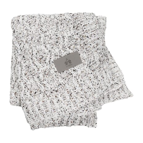 21. Vanilla Cookie Heather Cable Knit Chenille Blanket