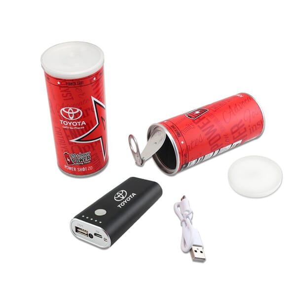 Power Shot 20 - 4400 mAh Metal Power Bank in Branded Can