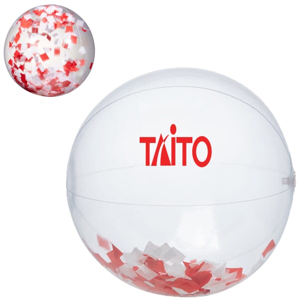 16" Confetti Filled Round Clear Beach Ball