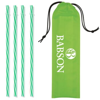 4 Reusable Straws In Drawstring Pouch