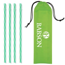 4 Reusable Straws In Drawstring Pouch