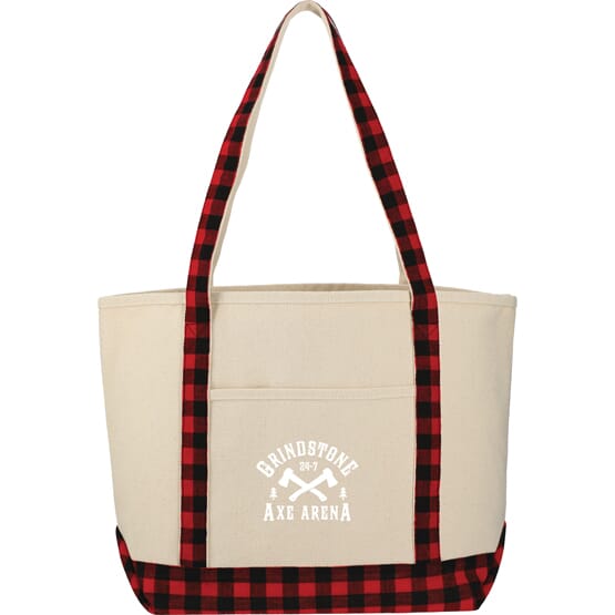 Buffalo Plaid 18 oz Cotton Boat Tote