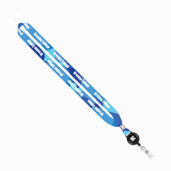 3/4" Dye-Sublimated Lanyard with Silver Crimp & Badge Reel - Imported