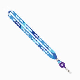 3/4" Dye-Sublimated Lanyard with Silver Crimp & Badge Reel - Imported