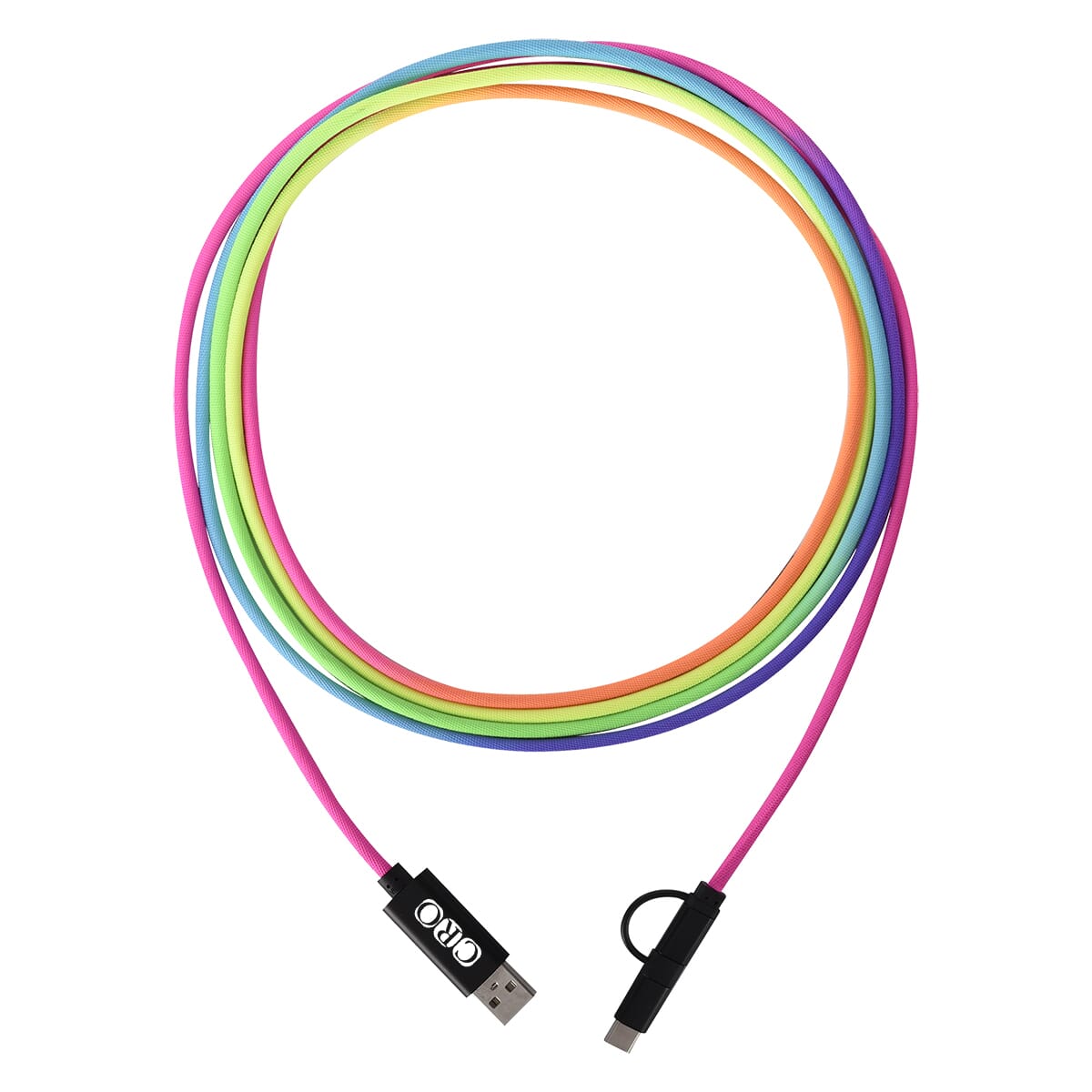 10 ft 3-in-1 Rainbow Braided Charging Cable