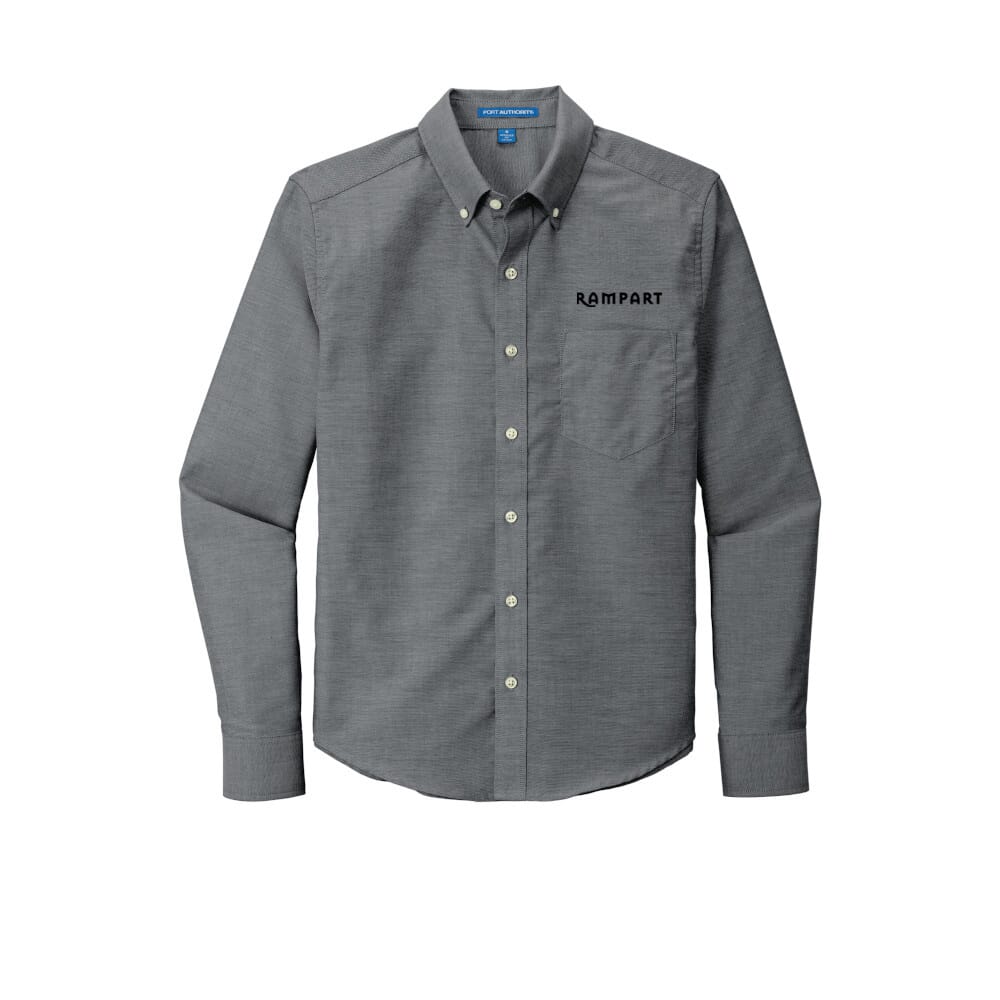 (12) BLACK Port Authority® Untucked Fit SuperPro™ Oxford Shirt, EMBROIDERY  (UP TO 8,000 STITCHES)