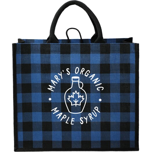 Buffalo Plaid Printed Jute Tote