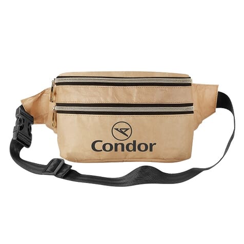 khaki and black waist pack
